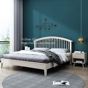 Modern Wood Bed Nordic-style Solid Platform Bed thumbnail-3