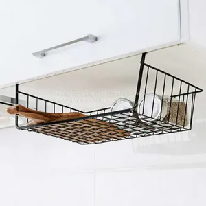 Metal Material Cabinet Hanging Storage Basket Towel Rack Book Display Basket thumbnail-1