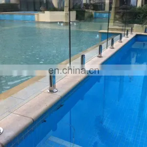 Frameless Glass Balustrades Spigots Stainless Steel Swimming Outdoor Glass Fence thumbnail-5