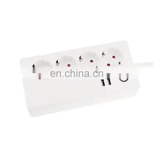 Universal EU Travel Extension Plug Socket 4 Outlets 2 USB Desktop Power Strip Surge Protector thumbnail-3
