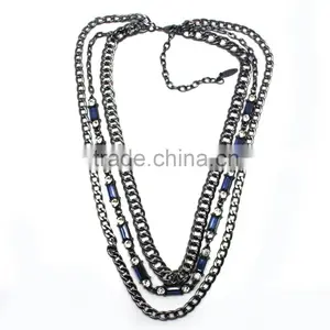 2015 New Arrival Wholesale Fashion Jewelry Set Three Layer Plating Alloy Long Chain Necklace Jewelry Set thumbnail-5
