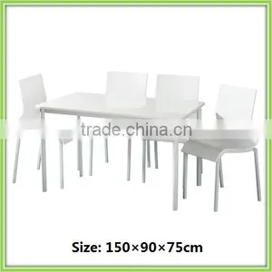 White High Gloss MDF Board Korean Dining Room Set thumbnail-1