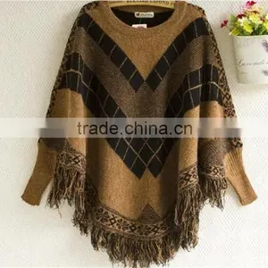 Women Batwing Sleeve Tassels Cape Tops Knitting Sweater Coat Outwear Poncho thumbnail-5