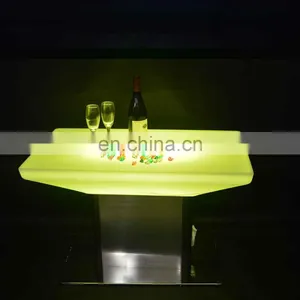 Luminous Square Stand High Led Cocktail Table Led Chairs and Bar Tables Furniture Plastic Kitchen Counter Height Bar Tables Led thumbnail-1