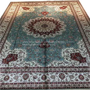 Light Blue Carpet Handmade Silk Persian Carpets 6x9ft thumbnail-5