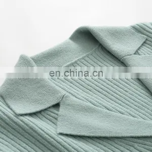 Women's Ribbed Knitted Winter Shirt Slim Fit Cashmere Cardigan With Button Decoration Formal Solid Pattern Factory Wholesale thumbnail-4