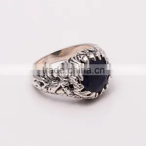 BLUE SAPPHIRE RING ,925 Sterling Silver Jewelry Wholesale,WHOLESALE SILVER JEWELRY,SILVER EXPORTER,SILVER JEWELRY FROM INDIA thumbnail-2