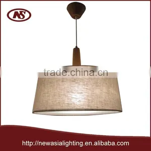 PWN40040 Fabric Shade Pendant,with FSC Wood Decoration, thumbnail-1
