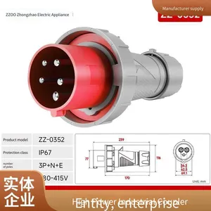 Ip6763a High-current Waterproof Industrial Plug and Industrial Socket With ce Certification, Dustproof, Zhongzhao Electric Appliance thumbnail-4