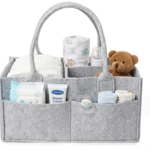 Felt Baby Diaper Caddy Organizer With Multi Pockets thumbnail-1