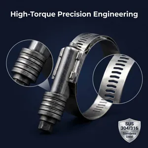 SS304/SS316 Marine Grade Hose Clamp | Polished Heavy Duty American Type Pipe Clip | Corrosion Resistant Marine Hardware Inch thumbnail-2