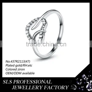 Prong Setting Heart Shape Silver Diamond Wedding Ring Fashion Ring With Big Stone thumbnail-3
