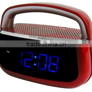 Stylish Blue LED Aux in Jack Portable Clock Radio thumbnail-2