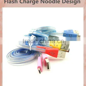 Android Universal Smile Flat Noodle Micro USB Dc Charging Cable thumbnail-1