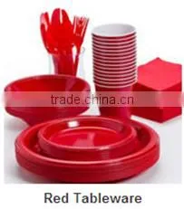 Disposable Plastic Red Tableware for Party Wedding thumbnail-2