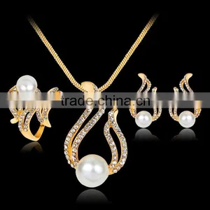 Luxury Brand Imitation Pearl Necklace Earrings Wedding Jewelry Sets Vintage Fashion Crystal Bridal Jewellery Set for Women Gift thumbnail-4