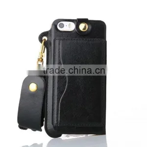 Anti Shock PU Back Stand Case for IPhone SE With String Leather Rubber Cover With Card Slot for IPhone 5 5s 5c MT-5764 thumbnail-1