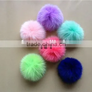 Dyed Color Fox Fur Pom Pom thumbnail-3