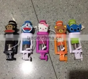 With Cable and Non Bluetooth Mini Cartoon Designs Monopod Selfie Stick thumbnail-1
