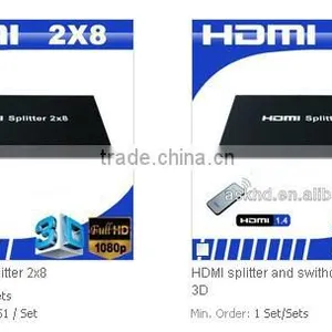 HDMI Splitter and Switcher 2 X 8, Supports IR Remote Control, 3D, SIL + PI, Chip-set Design thumbnail-1