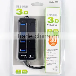 Factory Supply Portable Fashional Cute 5 Gbps Usb Wireless Hub 3.0 Hub 4 Port With Individual Switch thumbnail-4