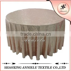 Fancy Light Gold Embroidery Wedding Sequin Table Cloth thumbnail-1
