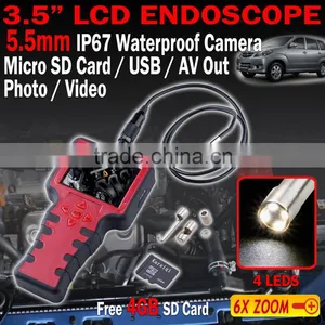 5.5mm 3.5" Endoscope 6X Zoom Borescope DVR 1m Video Recordable Inspection Camera thumbnail-2