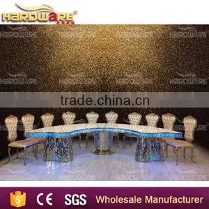Dubai Half-moon Design Crescent Table LED Stainless Steel Banquet Table thumbnail-6