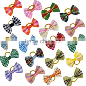 Grid Pattern Hair Bows for Puppies Wholesale Dog Boutique Hair Bows thumbnail-2