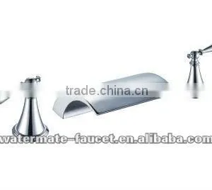 Double Handle 3-hole Waterfall Bath-tub Faucet Mixer Tap thumbnail-1