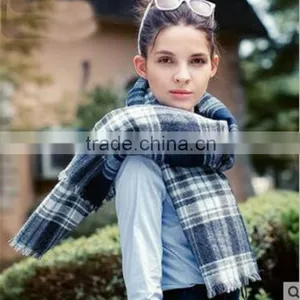 Newest Acrylic Plaid Big Gray Plaid Black and White Scarf Warm Scarves thumbnail-1