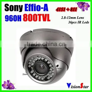 High Performance Outdoor Camera 2.8-12mm Manual Zoom Lens Metal 800TVL 36pcs ir Leds Sony Effio-A Dome Analog Camera thumbnail-1