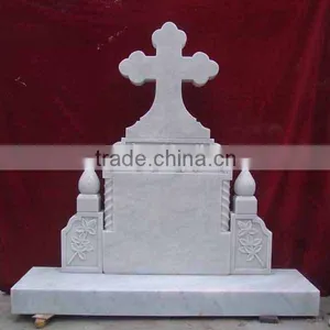 White Marble Headstone for Christian Hand Carved Stone Sculpture From Vietnam thumbnail-1
