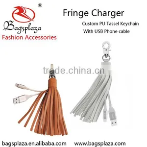 China Online Shopping Fashionable Tassel Keychain USB Data Wire Cable thumbnail-4