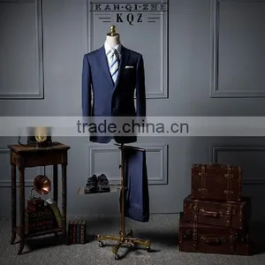 Two Bottom Coat Suits 2016 Latest Fashion Business Man Suit Black Coat Pant Men Suit thumbnail-3