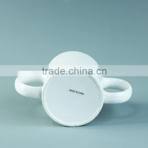 Hot Sale Coffee Hand Paintable Two Handle Ceramic Oversized Mug thumbnail-3