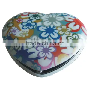 Hot Printing Heart Shape Custom Fashion Aluminum Cosmetic Mirror Quality Choice thumbnail-1