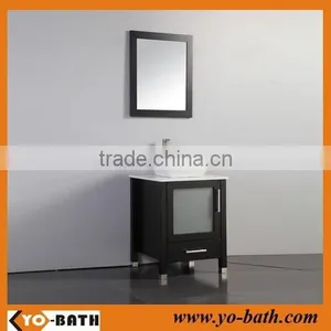 24 Inch Solid Wood Modern Basin Cabinet With Overmounted Ceramic Wash Basin thumbnail-1
