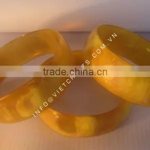 Light Yellow Dried Color Horn Bangle, 2cm Wide thumbnail-1