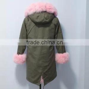 Women Outwear Military Parka Jacket With Real Fox Fur Hood Trim Made in China thumbnail-4