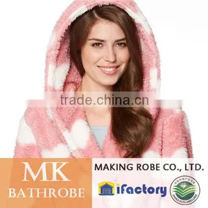 Pink Heart Print Hooded Fleece Dressing Gown thumbnail-1