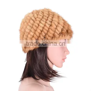 Winter Fur Hat for Women Mink Fur Hat Knitted Mink Hat KZ140001 thumbnail-4