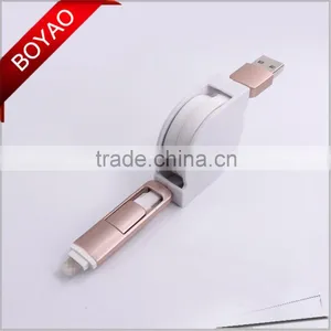 2016 Creative Two Sided Flat USB Cable, Retractable Noodle 2 in 1 Usb Charging Cable CE FCC ROHS thumbnail-5