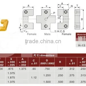 Mold Position Components Male Female Lock Block thumbnail-2