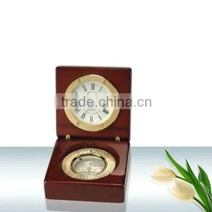Pearl Wooden Table Clock PC021 With Wood Case And Compass thumbnail-1