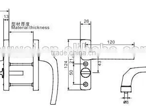 Aluminium Door Hardware Door Handle Lock Set thumbnail-2