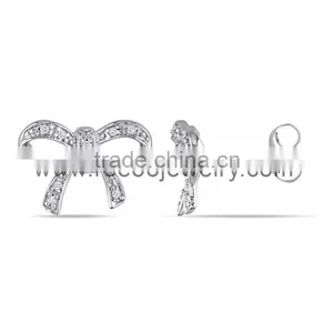 925 Silver Bow Tie Stud Earrings Fancy Stud Earring in Silver Unique Stud Earrings thumbnail-1