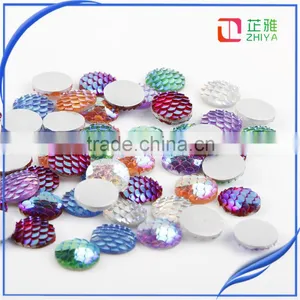12mm Resin Mermaid Cabochons AB Iridescent Mermaids Cabochon, Mixed Colors thumbnail-1