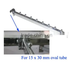 Chrome Oval Tube Slanting Tube Clothes Hanging Metal Display Hooks With Ball Stopper thumbnail-2