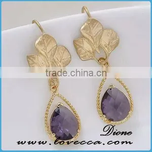 Water Drop Teardrop Shaped Pendant Earrings Teardrop Earrings With Colored Crystal Glass thumbnail-3